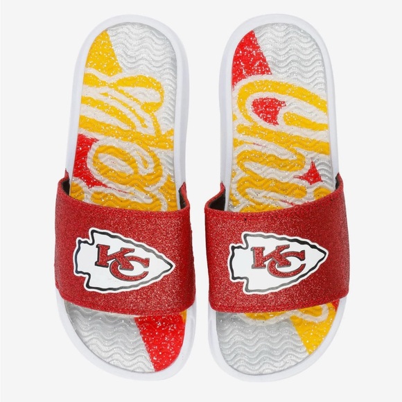 Foco Shoes - NWT [FOCO] Kansas City Chiefs NFL Team Sparkle Gel Slide Sandals Women’s L 9/10